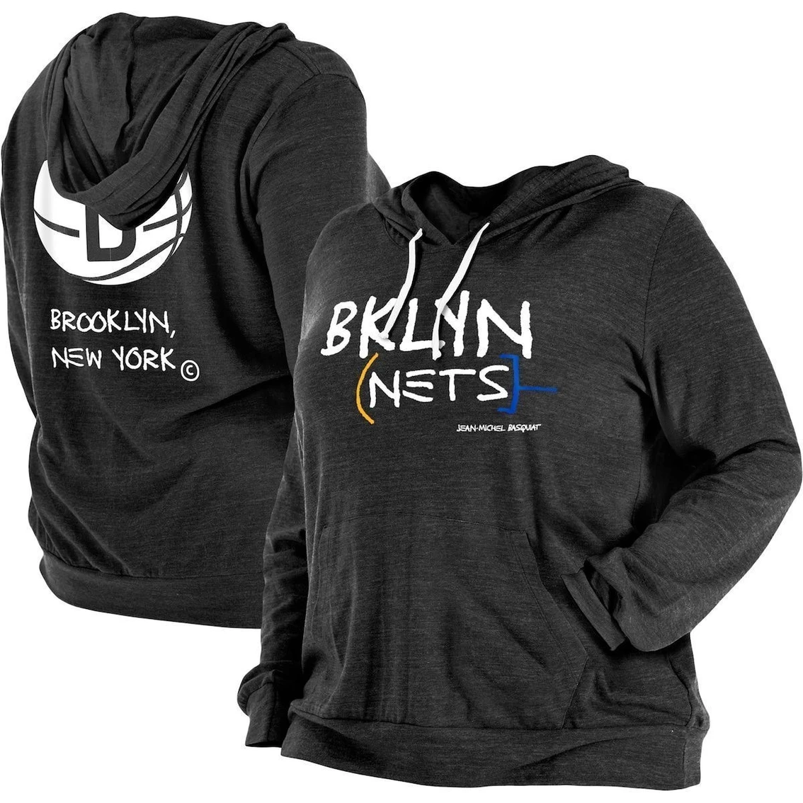 Buy π Women's New Era Heather Black Brooklyn Nets Plus Size 2022/23 City Edition Bi-Blend Long Sleeve Hoodie T-Shirt π