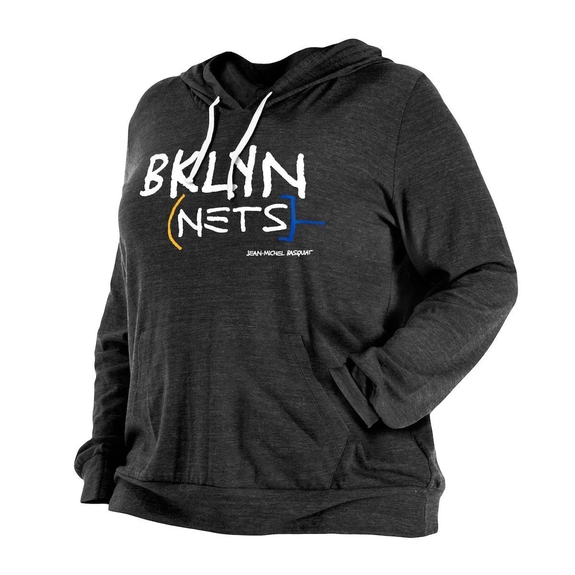 Buy π Women's New Era Heather Black Brooklyn Nets Plus Size 2022/23 City Edition Bi-Blend Long Sleeve Hoodie T-Shirt π - Image 3
