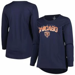 Best reviews of ✨ Women's Fanatics Branded Navy Chicago Bears Plus Size Measure Distance Scoop Neck Long Sleeve T-Shirt 🎉