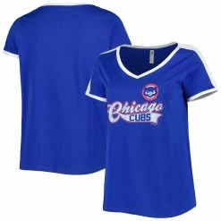 Deals 🔔 Women's Soft As A Grape Royal Chicago Cubs Plus Size V-Neck T-Shirt 😍