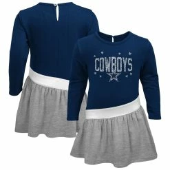 Hot Sale 👍 Outerstuff 👧 Girls Preschool Navy/Heather Gray Dallas Cowboys Heart To Heart Jersey 👗 Dress ❤️