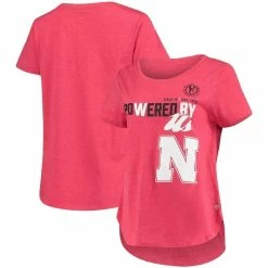 Flash Sale π₯ Women's Colosseum Heathered Scarlet Nebraska Huskers PoWered By Title IX T-Shirt βοΈ