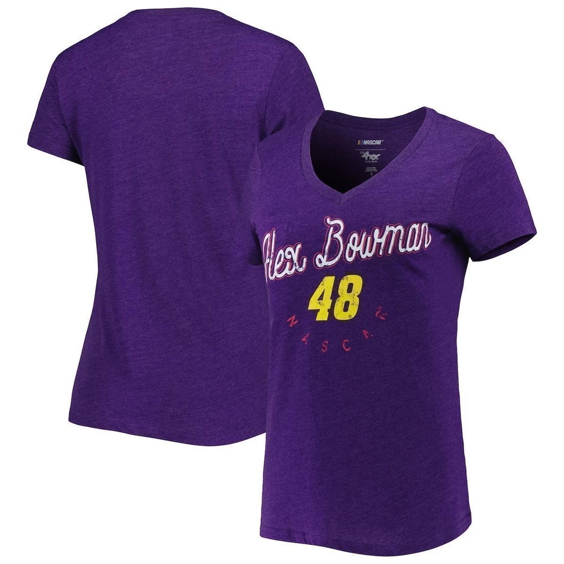 Budget π₯° Women's G-III 4Her By Carl Banks Purple Alex Bowman Bump & Run V-Neck T-Shirt 𧨠- Image 2