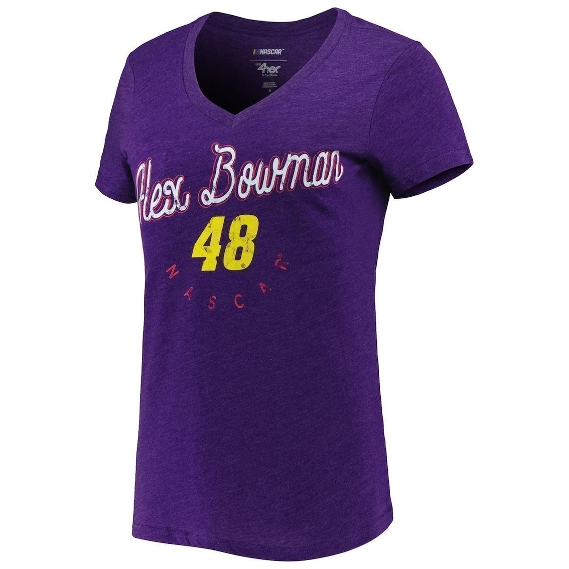 Budget π₯° Women's G-III 4Her By Carl Banks Purple Alex Bowman Bump & Run V-Neck T-Shirt 𧨠- Image 3