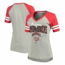 Best Sale 💯 Women's G-III 4Her By Carl Banks Heathered Gray/Red Arizona Diamondbacks Goal Line T-Shirt 🎉