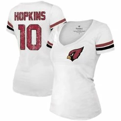 Best Pirce ⌛ Women's Majestic Threads DeAndre Hopkins White Arizona Cardinals Name & Number V-Neck T-Shirt 👏