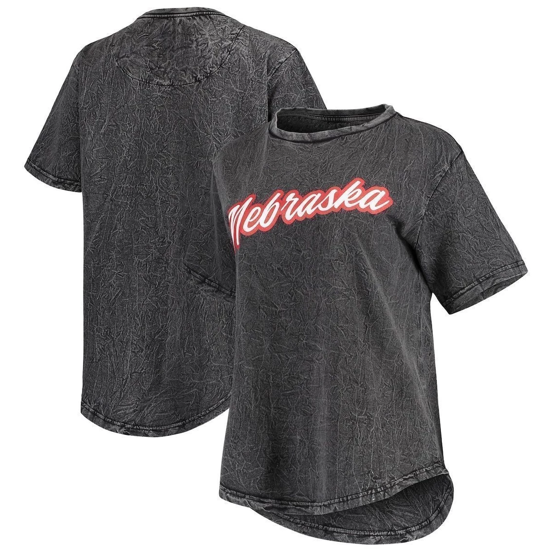 Flash Sale π Women's Pressbox Black Nebraska Huskers Shortstop Mineral Wash T-Shirt π - Image 2