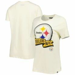Best deal 🔔 Women's New Era Cream Pittsburgh Steelers Chrome Sideline T-Shirt ⭐
