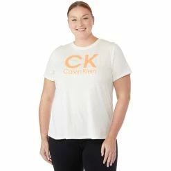 Best Pirce ❤️ Calvin Klein Performance Plus Size Crew Neck Logo Tee 👍