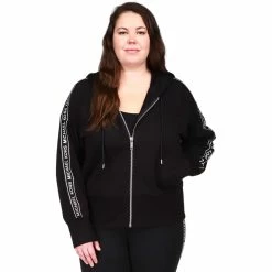 Cheapest 👏 Michael Kors Plus Size Logo Stripe Zip Hoodie ❤️