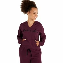 Best Pirce ⭐ Victoria's Secret Pink Campus Crop Pullover Hoodie 🌟