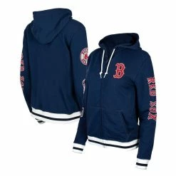 Outlet ✨ Women's New Era Navy Boston Red Sox Elite Tri-Blend Hoodie Full-Zip Sweatshirt 🎁