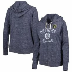 Coupon ✨ Women's Touch Navy Milwaukee Brewers Training Camp Tri-Blend Full-Zip Hoodie ❤️