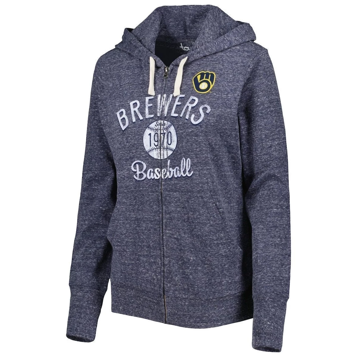 Coupon β¨ Women's Touch Navy Milwaukee Brewers Training Camp Tri-Blend Full-Zip Hoodie β€οΈ - Image 3