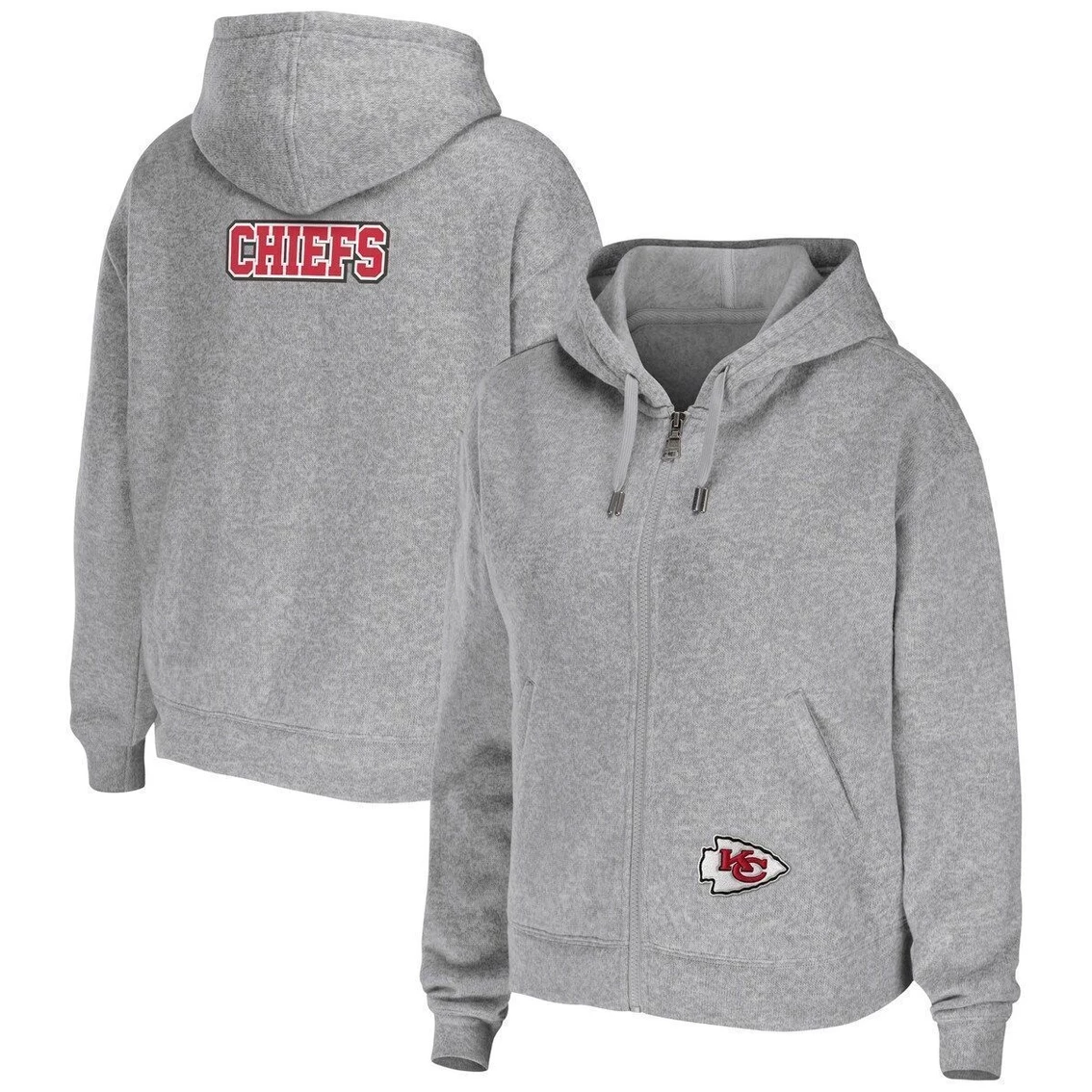 Top 10 π€© Women's WEAR By Erin Andrews Heathered Gray Kansas City Chiefs Team Full-Zip Hoodie π - Image 2