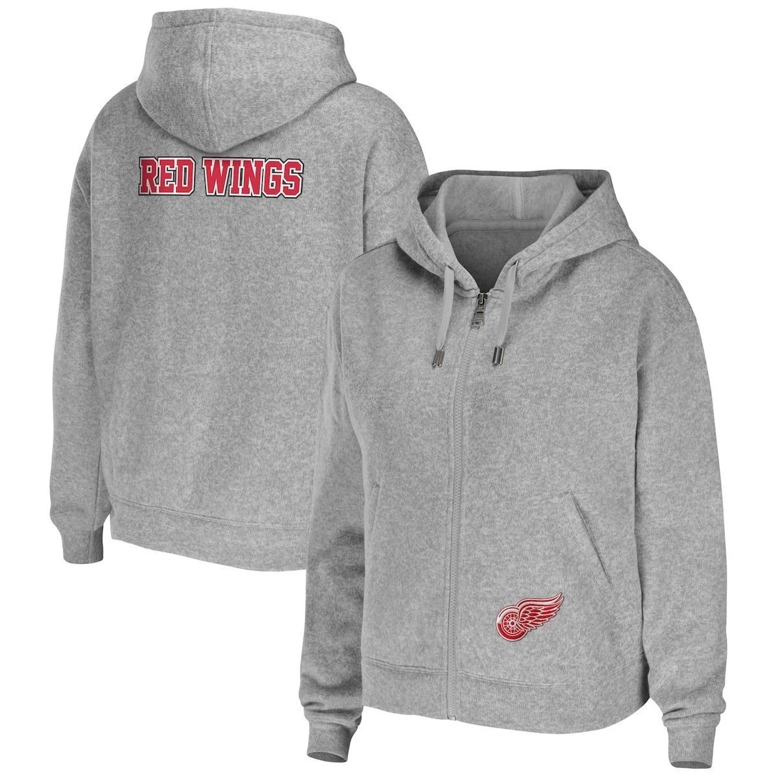 Best Sale π Women's WEAR By Erin Andrews Heather Gray Detroit Red Wings Full-Zip Hoodie π
