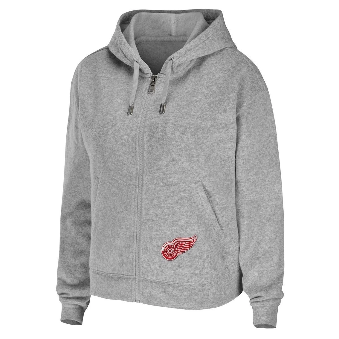 Best Sale π Women's WEAR By Erin Andrews Heather Gray Detroit Red Wings Full-Zip Hoodie π - Image 3