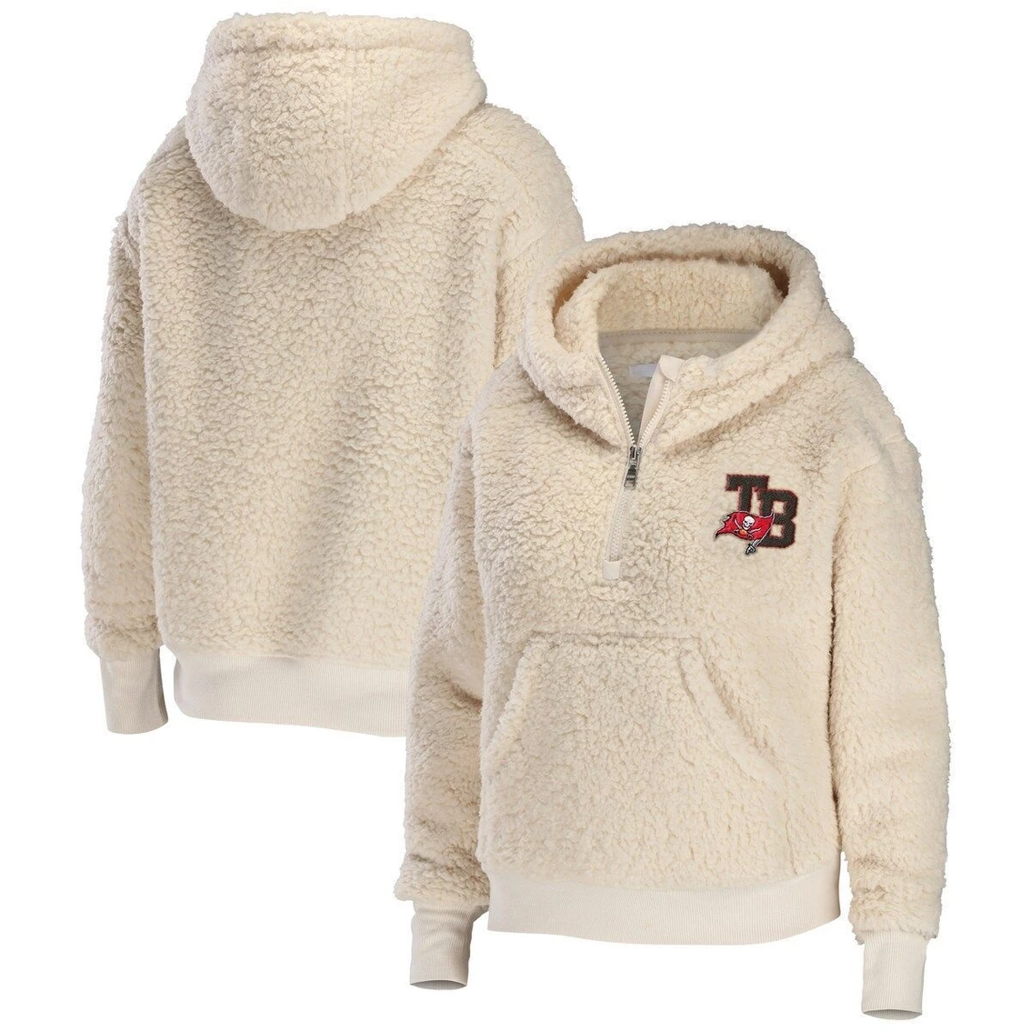 Top 10 π Women's WEAR By Erin Andrews Cream Tampa Bay Buccaneers Sherpa Half-Zip Hoodie π₯° - Image 2