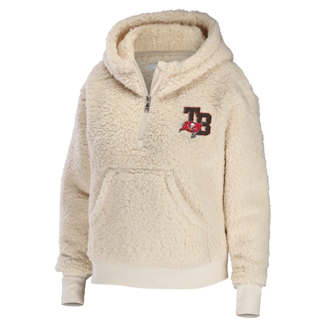 Top 10 π Women's WEAR By Erin Andrews Cream Tampa Bay Buccaneers Sherpa Half-Zip Hoodie π₯° - Image 3