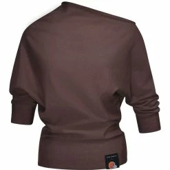Flash Sale 🎉 Women's KIYA TOMLIN Brown Cleveland Browns Twisted Tri-Blend Asymmetrical 3/4-Dolman Sleeve Sweatshirt 🧨