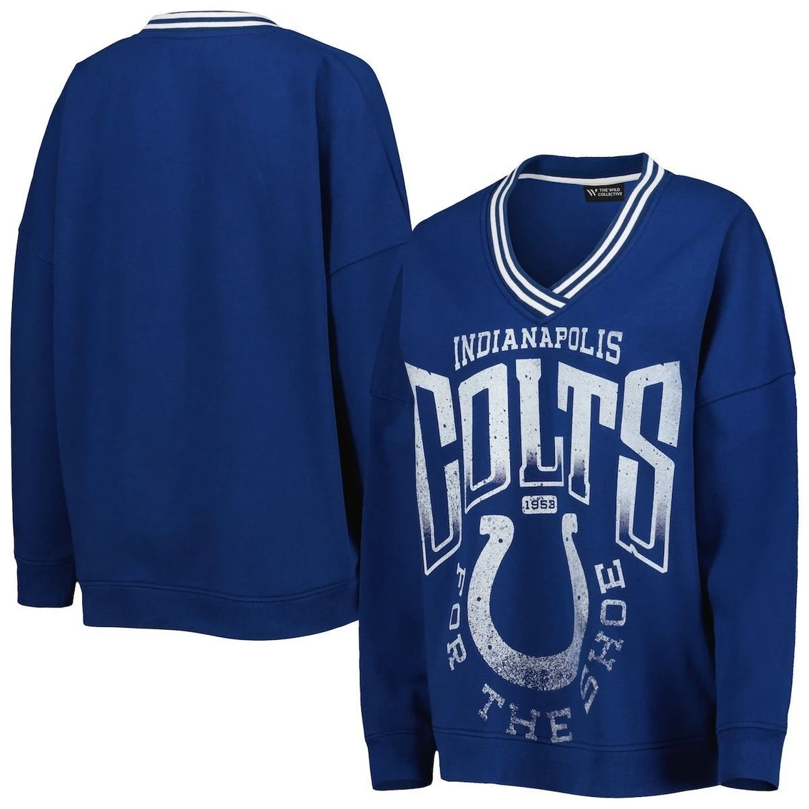 Buy π Women's The Wild Collective Royal Indianapolis Colts Vintage Pullover V-Neck Sweatshirt π