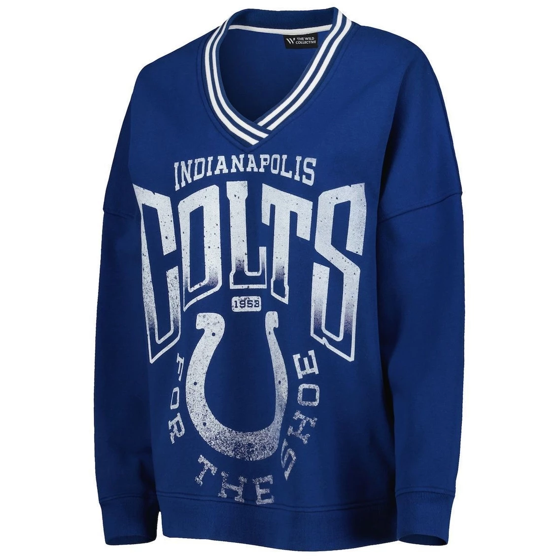 Buy π Women's The Wild Collective Royal Indianapolis Colts Vintage Pullover V-Neck Sweatshirt π - Image 3