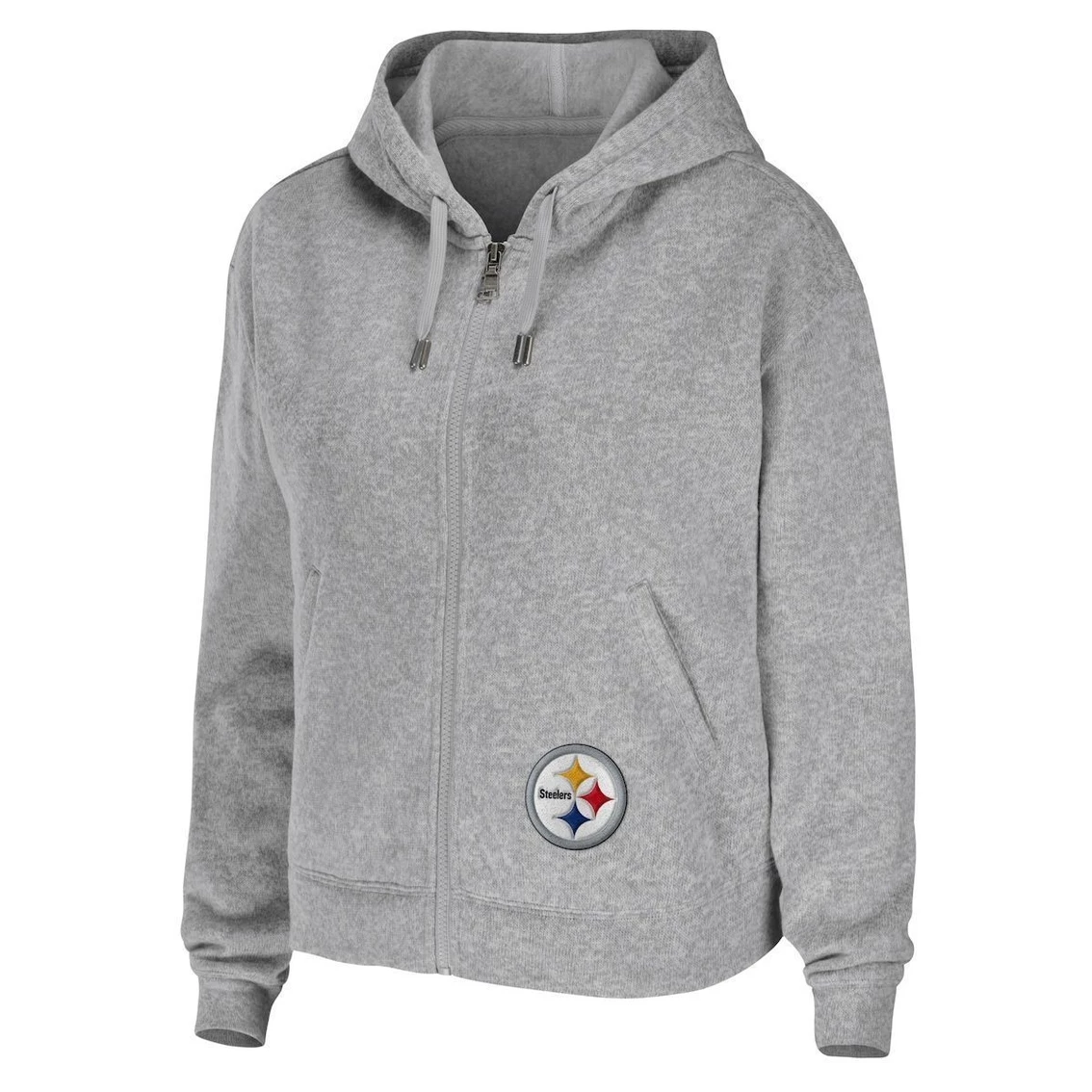 Cheap β Women's WEAR By Erin Andrews Heathered Gray Pittsburgh Steelers Team Full-Zip Hoodie βοΈ - Image 3