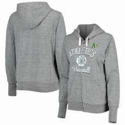 Brand new 🛒 Women's Touch Gray Oakland Athletics Training Camp Tri-Blend Full-Zip Hoodie 👍