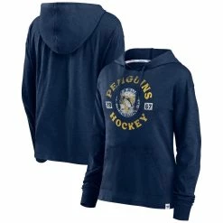 Buy 🎉 Women's Fanatics Branded Navy Pittsburgh Penguins Heritage Salvation Waffle Pullover Hoodie 😀