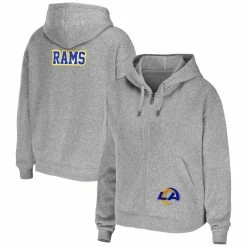 Best Pirce 🎁 Women's WEAR By Erin Andrews Heather Gray Los Angeles Rams Plus Size Full-Zip Hoodie ⌛
