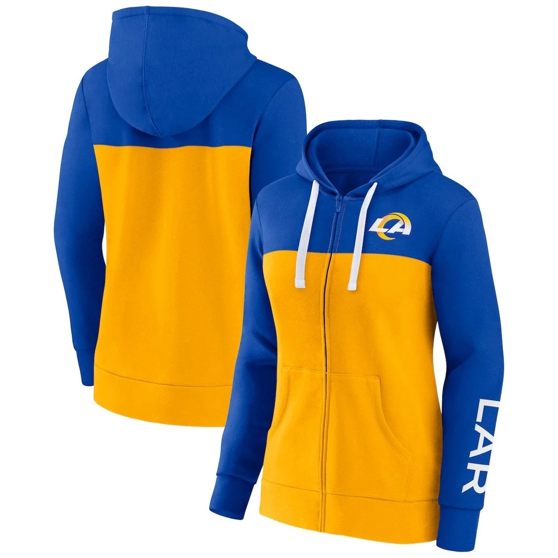Cheap π Women's Fanatics Branded Royal/Gold Los Angeles Rams Take The Field Color Block Full-Zip Hoodie π