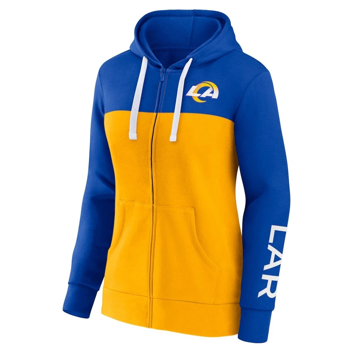 Cheap π Women's Fanatics Branded Royal/Gold Los Angeles Rams Take The Field Color Block Full-Zip Hoodie π - Image 3