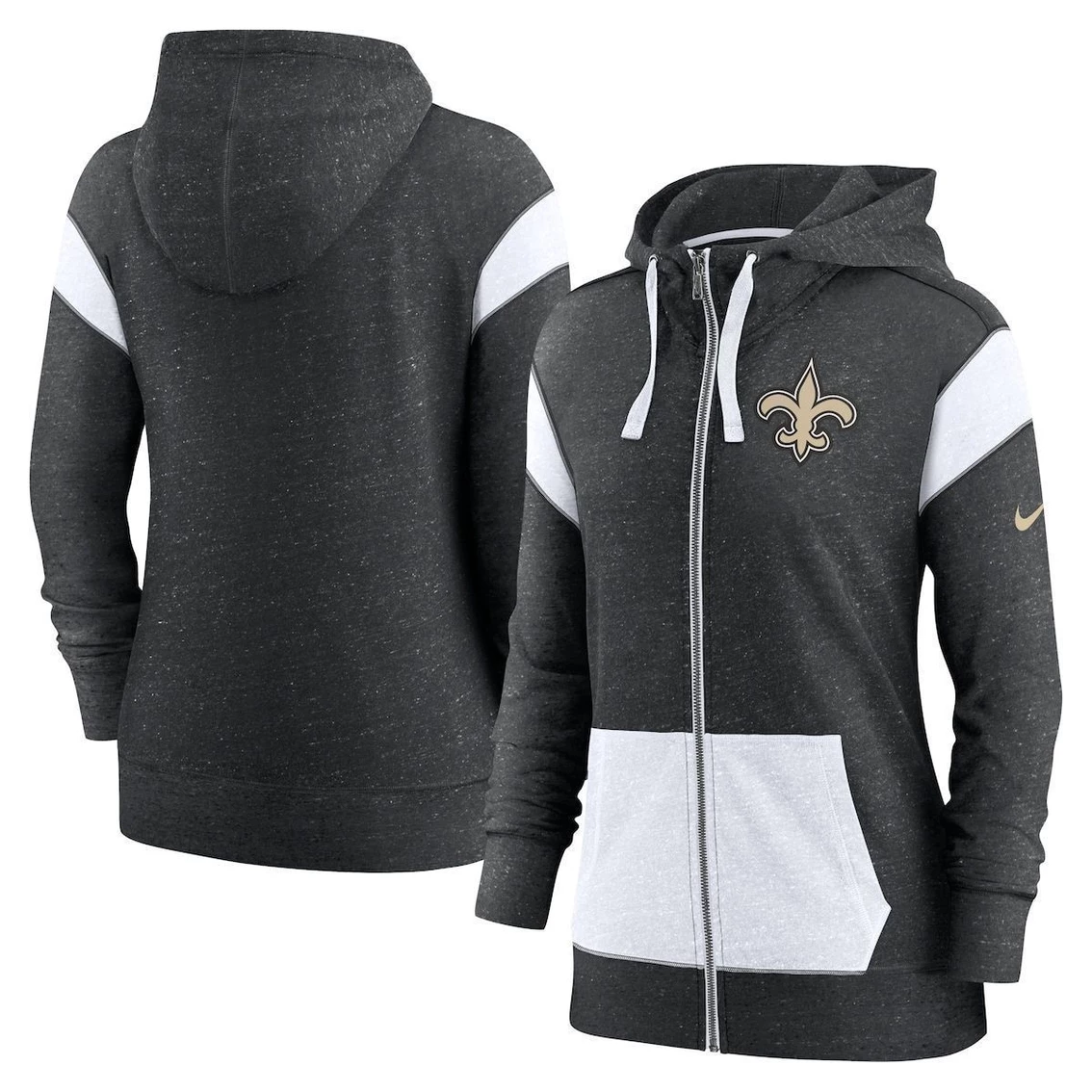 Cheap β Women's Nike Heathered Black/White New Orleans Saints Monaco Full-Zip Hoodie β€οΈ
