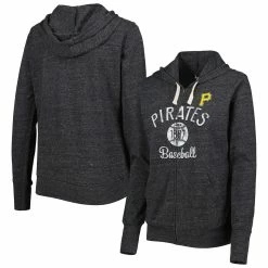 Outlet 👏 Women's Touch Black Pittsburgh Pirates Training Camp Tri-Blend Full-Zip Hoodie 👍