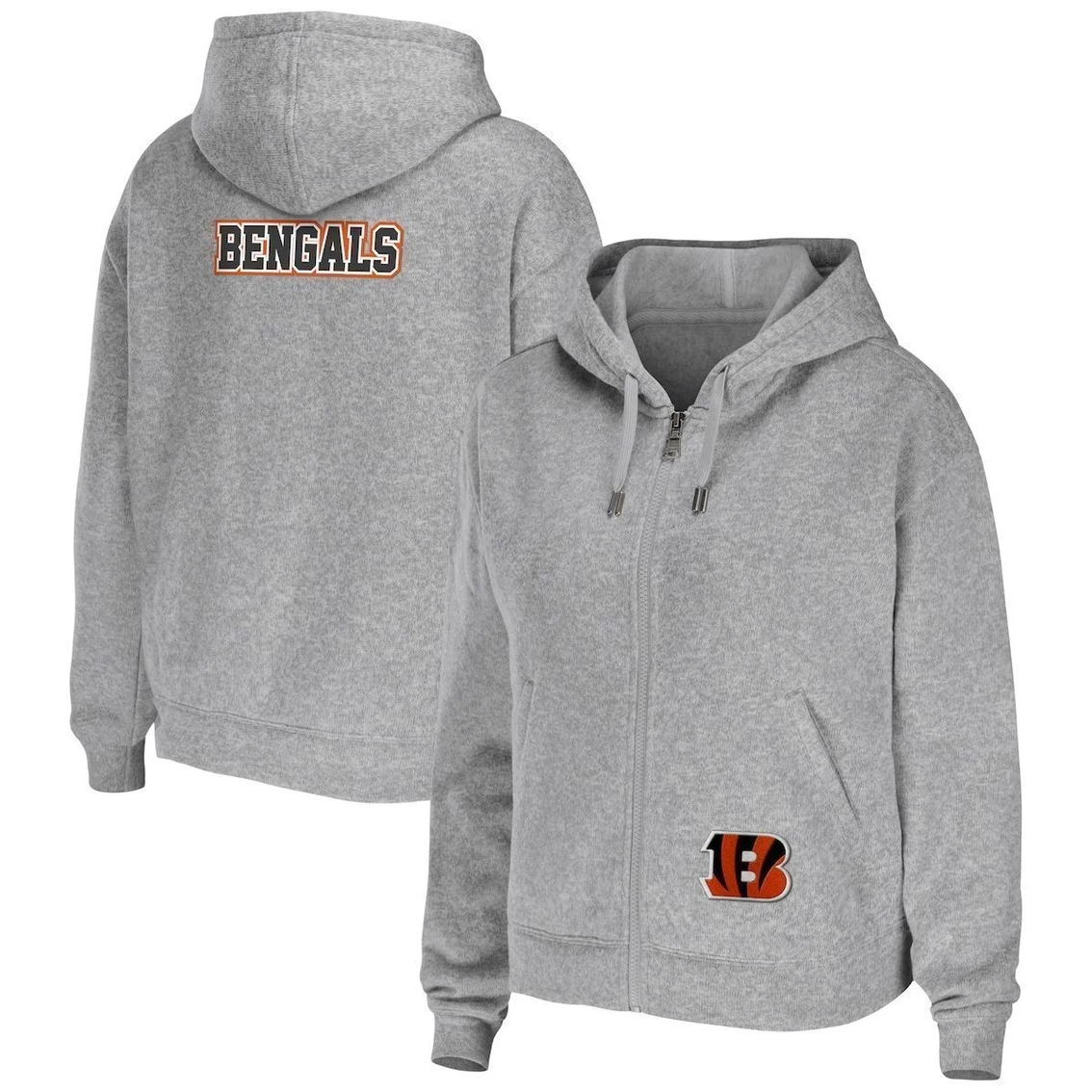 Best Pirce β Women's WEAR By Erin Andrews Heathered Gray Cincinnati Bengals Team Full-Zip Hoodie β€οΈ - Image 2