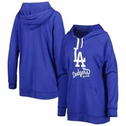 Cheapest 🎁 Women's Touch Royal Los Angeles Dodgers Pre-Game Raglan Pullover Hoodie 🎁
