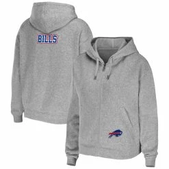 Wholesale 🤩 Women's WEAR By Erin Andrews Heathered Gray Buffalo Bills Team Full-Zip Hoodie 🤩