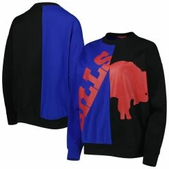 Discount ❤️ Women's Mitchell & Ness Royal/Black Buffalo Bills Big Face Pullover Sweatshirt 🔥