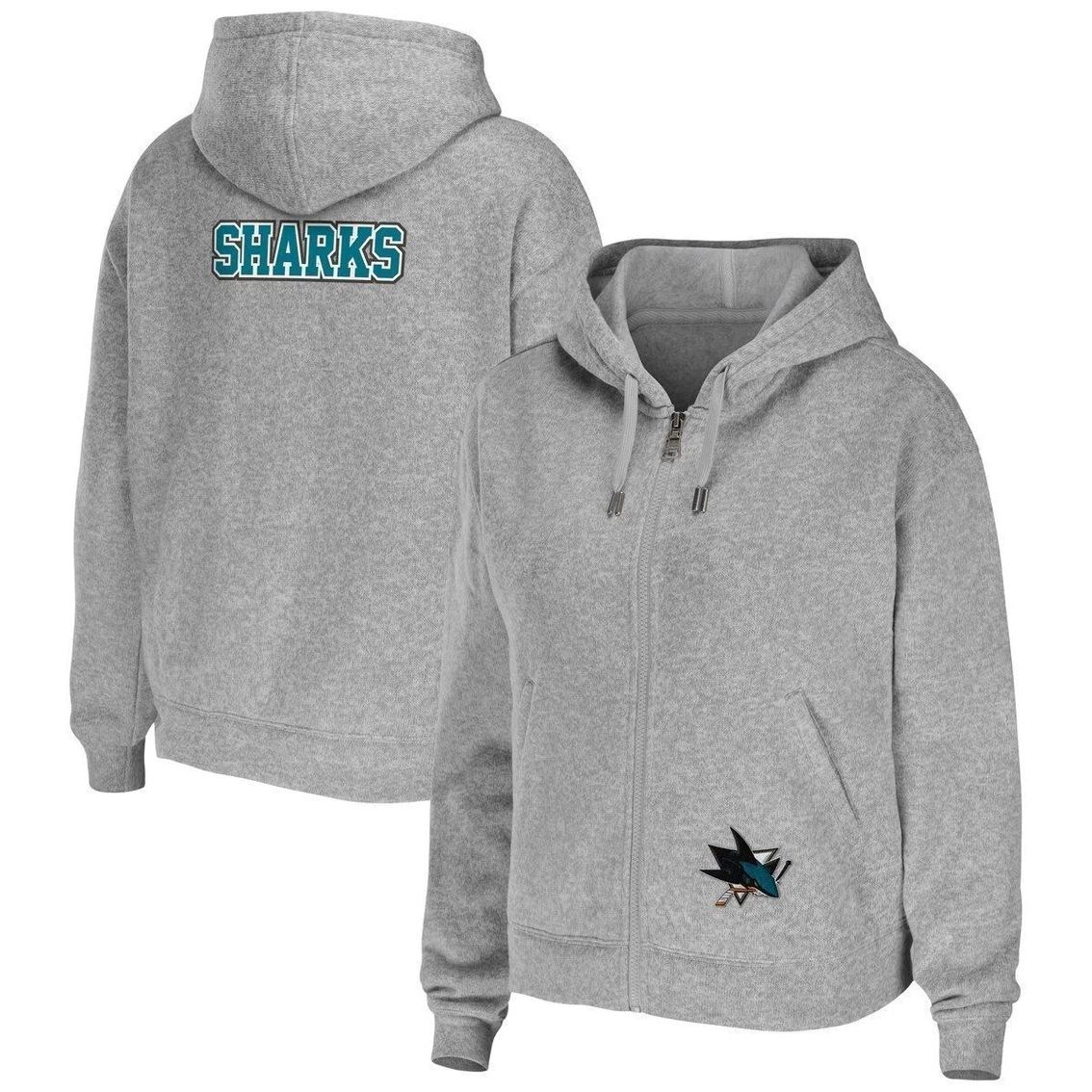 Best Pirce π Women's WEAR By Erin Andrews Heather Gray San Jose Sharks Full-Zip Hoodie π - Image 2