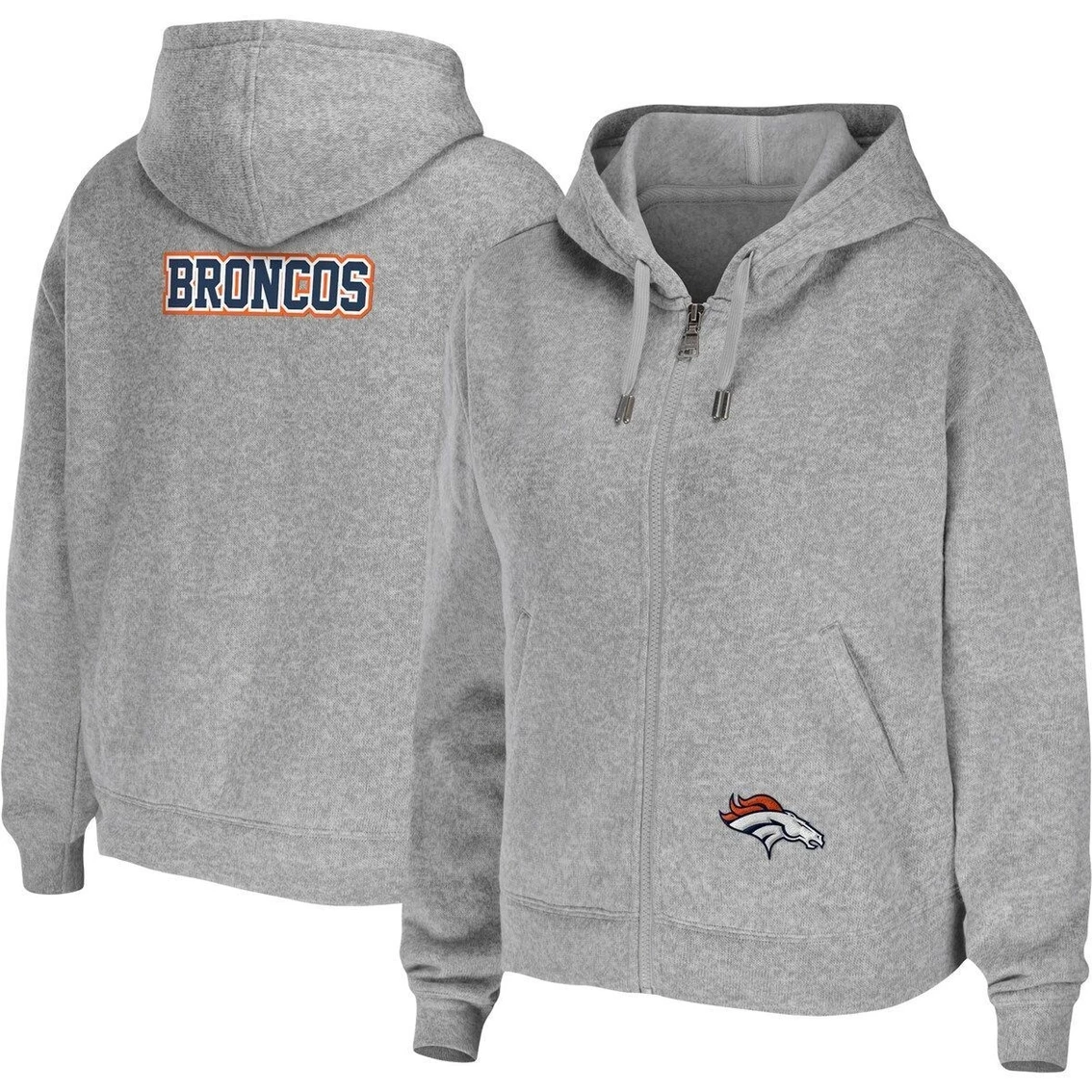 Discount π Women's WEAR By Erin Andrews Heathered Gray Denver Broncos Team Full-Zip Hoodie βοΈ