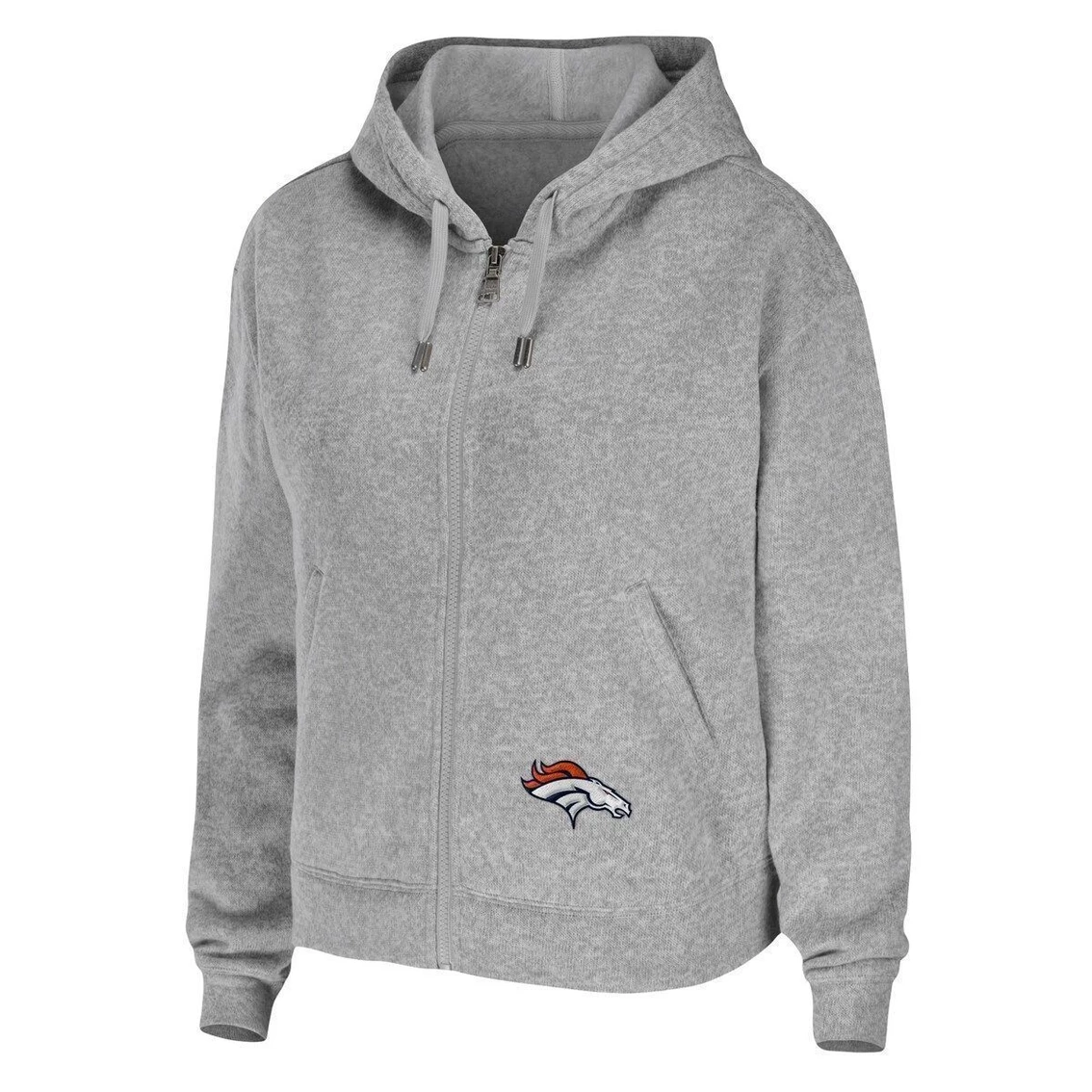 Discount π Women's WEAR By Erin Andrews Heathered Gray Denver Broncos Team Full-Zip Hoodie βοΈ - Image 3