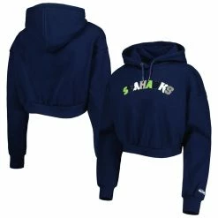 Brand new 😍 Women's The Wild Collective College Navy Seattle Seahawks Cropped Pullover Hoodie 🌟