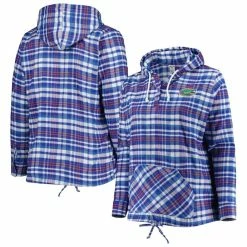 Hot Sale π Profile π© Women's Royal/Orange Florida Gators Plus Size Mainstay Plaid Henley Raglan Pullover Hoodie β