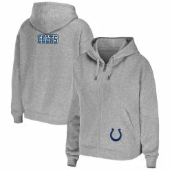 Flash Sale 👏 Women's WEAR By Erin Andrews Heathered Gray Indianapolis Colts Team Full-Zip Hoodie 🎉