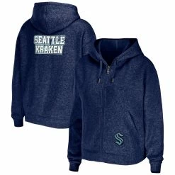Best Sale π Women's WEAR By Erin Andrews Deep Sea Blue Seattle Kraken Full-Zip Hoodie π₯