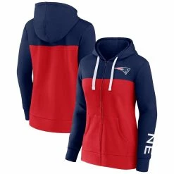 Discount 🛒 Women's Fanatics Branded Navy/Red New England Patriots Take The Field Color Block Full-Zip Hoodie 🎁