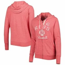 Promo 💯 Women's Touch Red Cincinnati Reds Training Camp Tri-Blend Full-Zip Hoodie 👍