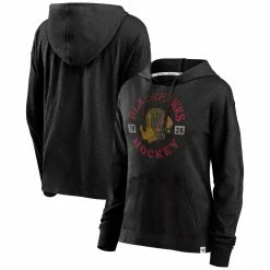 Wholesale π Women's Fanatics Branded Black Chicago Blackhawks Heritage Salvation Waffle Pullover Hoodie π§¨