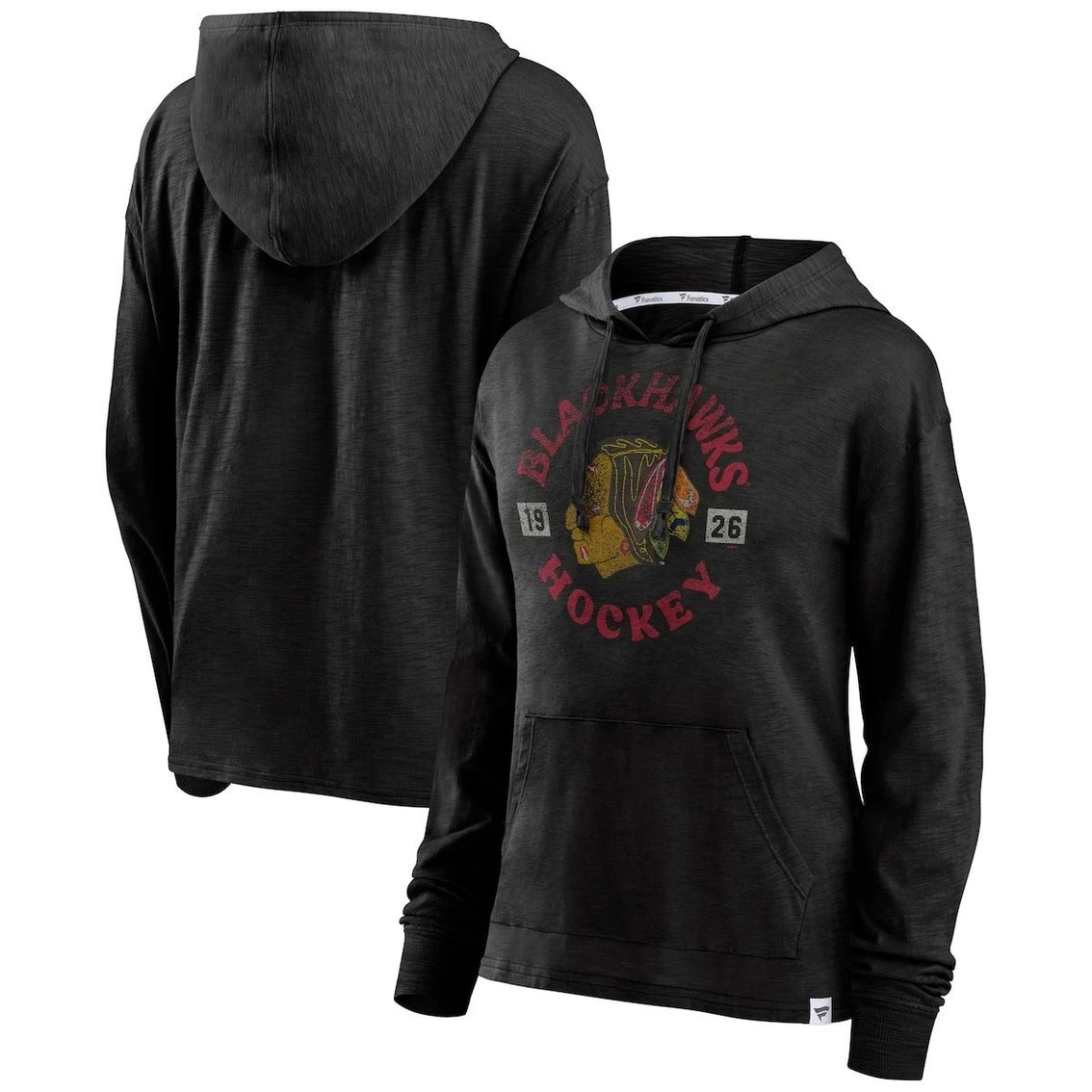 Wholesale π Women's Fanatics Branded Black Chicago Blackhawks Heritage Salvation Waffle Pullover Hoodie π§¨