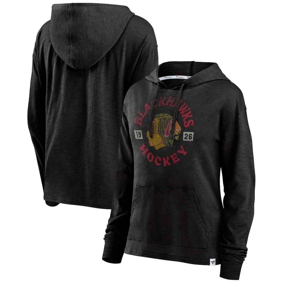 Wholesale π Women's Fanatics Branded Black Chicago Blackhawks Heritage Salvation Waffle Pullover Hoodie 𧨠- Image 2